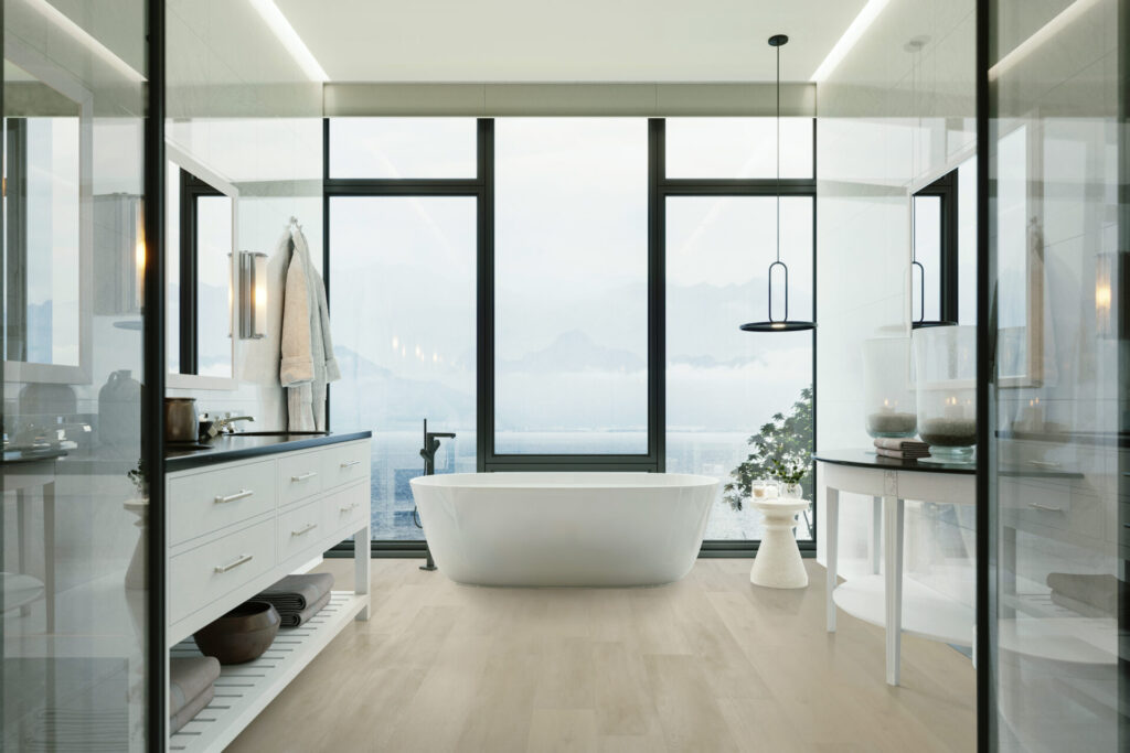 Dawn Patrol in Frosted Glass Bathroom - Pierce Flooring Wholesale