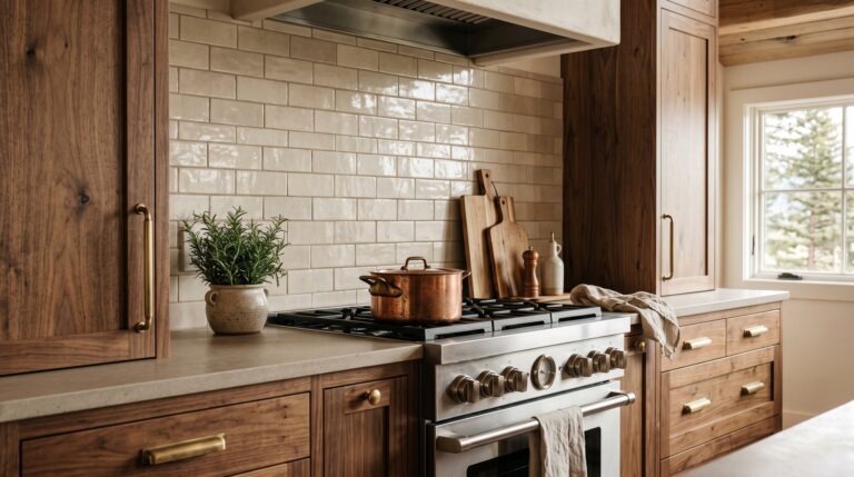 Kitchen backsplash tile installation in a Great Falls, MT home by Pierce Flooring Wholesale Direct.